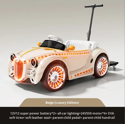 Electric 4 Wheel Car with Push Handles | Premium Imported Quality