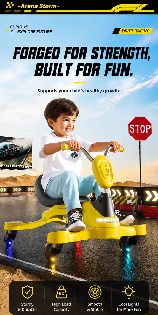 Manual Drifter for Kids Green Color | LED Lights | Premium Imported Quality