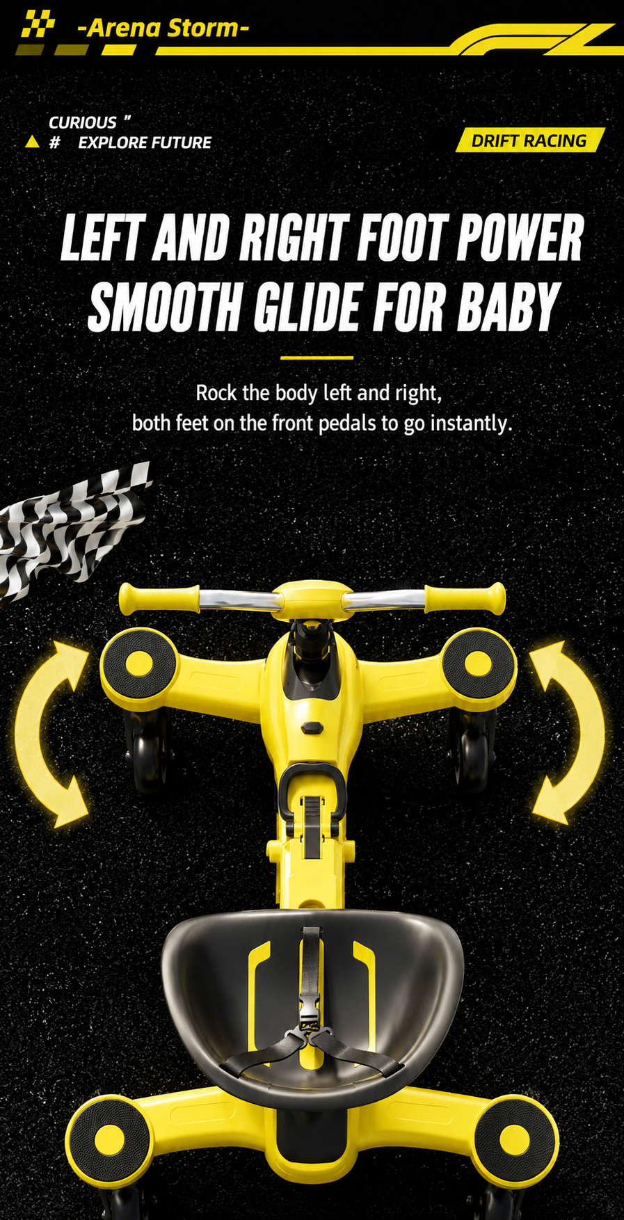 Manual Drifter for Kids Green Color | LED Lights | Premium Imported Quality