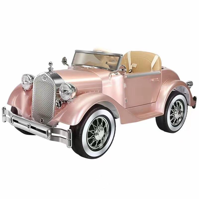 Kids Vintage Electric Car | 4 Wheel Drive | Push Handles Included | Premium Imported Quality