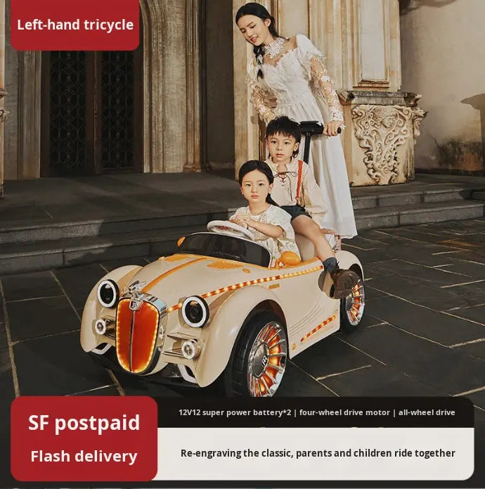 Electric 4 Wheel Car with Push Handles | Premium Imported Quality