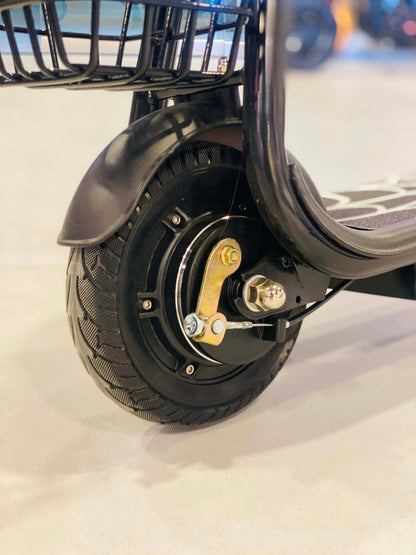 Kids Electric Scooter with Seat, LED Lights, Front Headlight & Basket – 3 Speed Modes | Rechargeable Ride-On Scooter