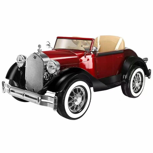 Kids Vintage Electric Car | 4 Wheel Drive | Push Handles Included | Premium Imported Quality