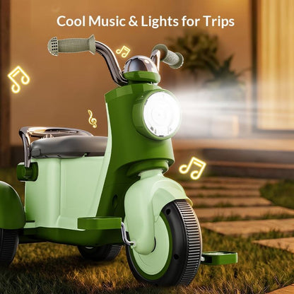 Kids Vespa Style Tricycle with LED Lights and BT Music | Premium Imported Quality