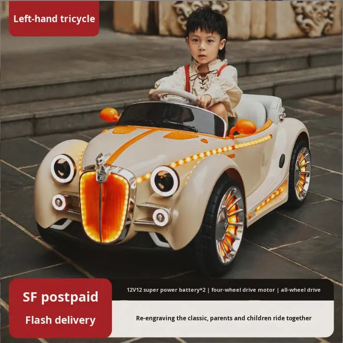 Electric 4 Wheel Car with Push Handles | Premium Imported Quality