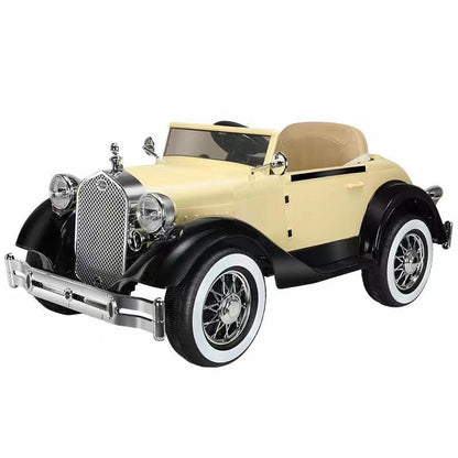 Kids Vintage Electric Car | 4 Wheel Drive | Push Handles Included | Premium Imported Quality