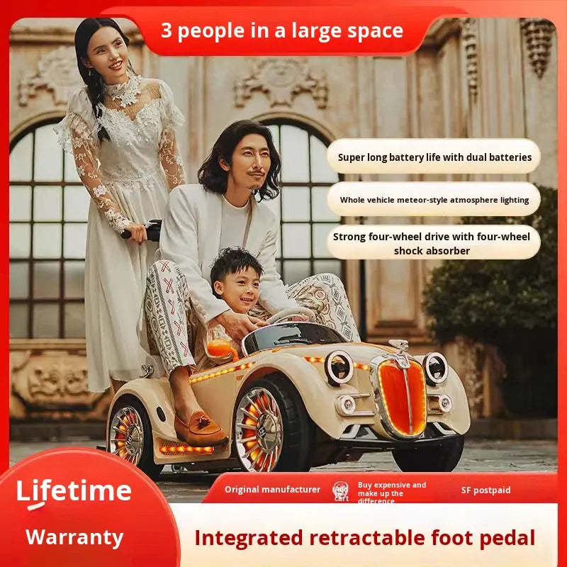 Electric 4 Wheel Car with Push Handles | Premium Imported Quality