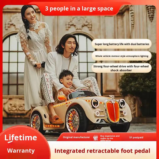 Electric 4 Wheel Car with Push Handles | Premium Imported Quality