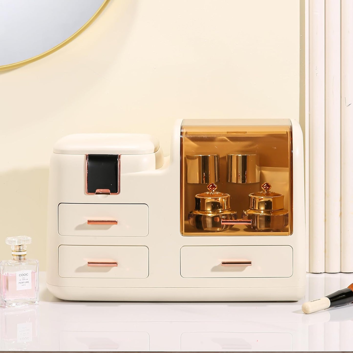 Luxury LED Makeup Organizer with Mirror & Storage Drawers