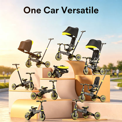Foldable Kids Premium Tricycle with Umbrella & Push Handles | Ages 1 to 5
