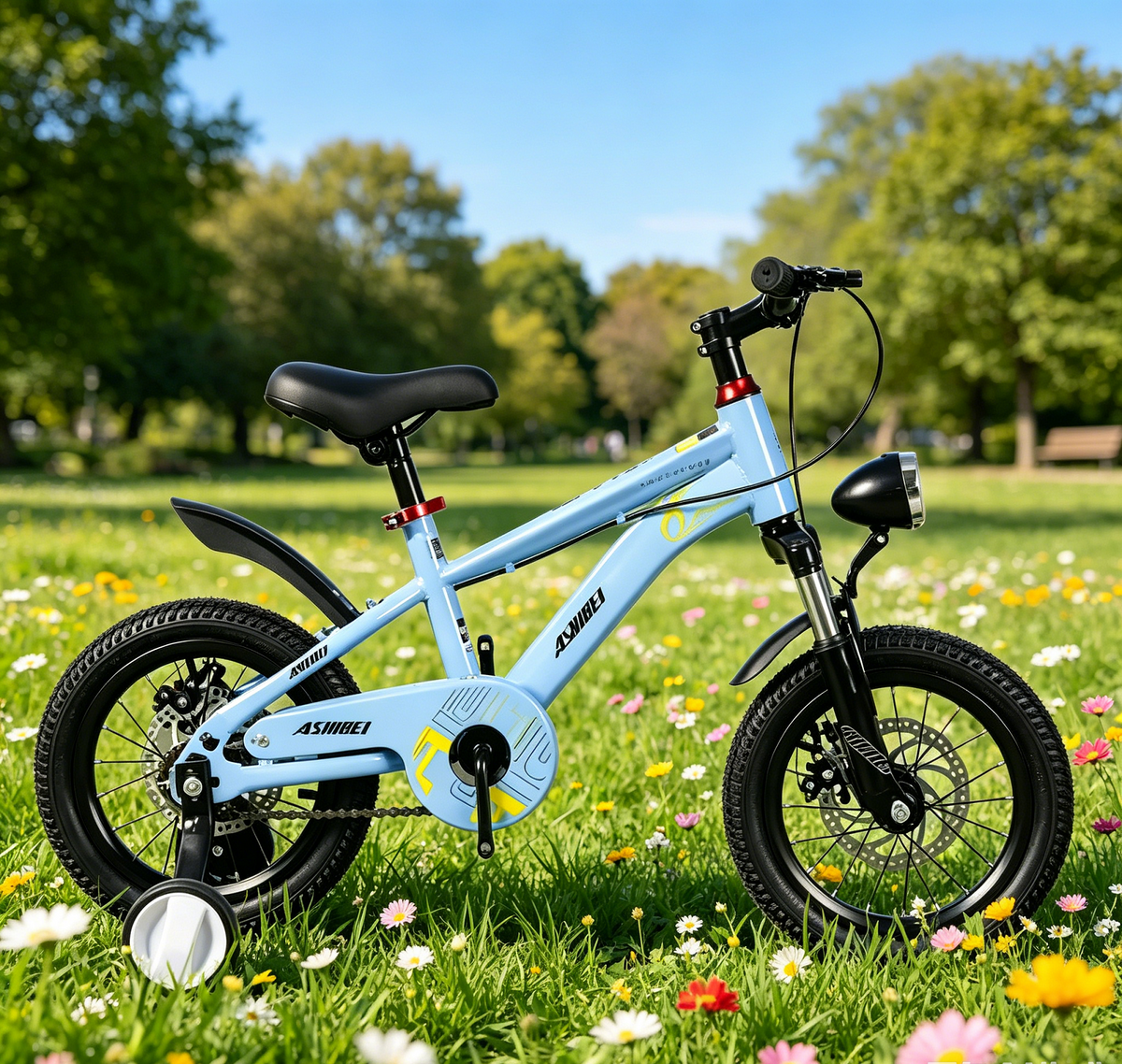 Kids Cute Bicycle with Headlights and Support Tires | Premium Imported Quality | Ages 3 to 6