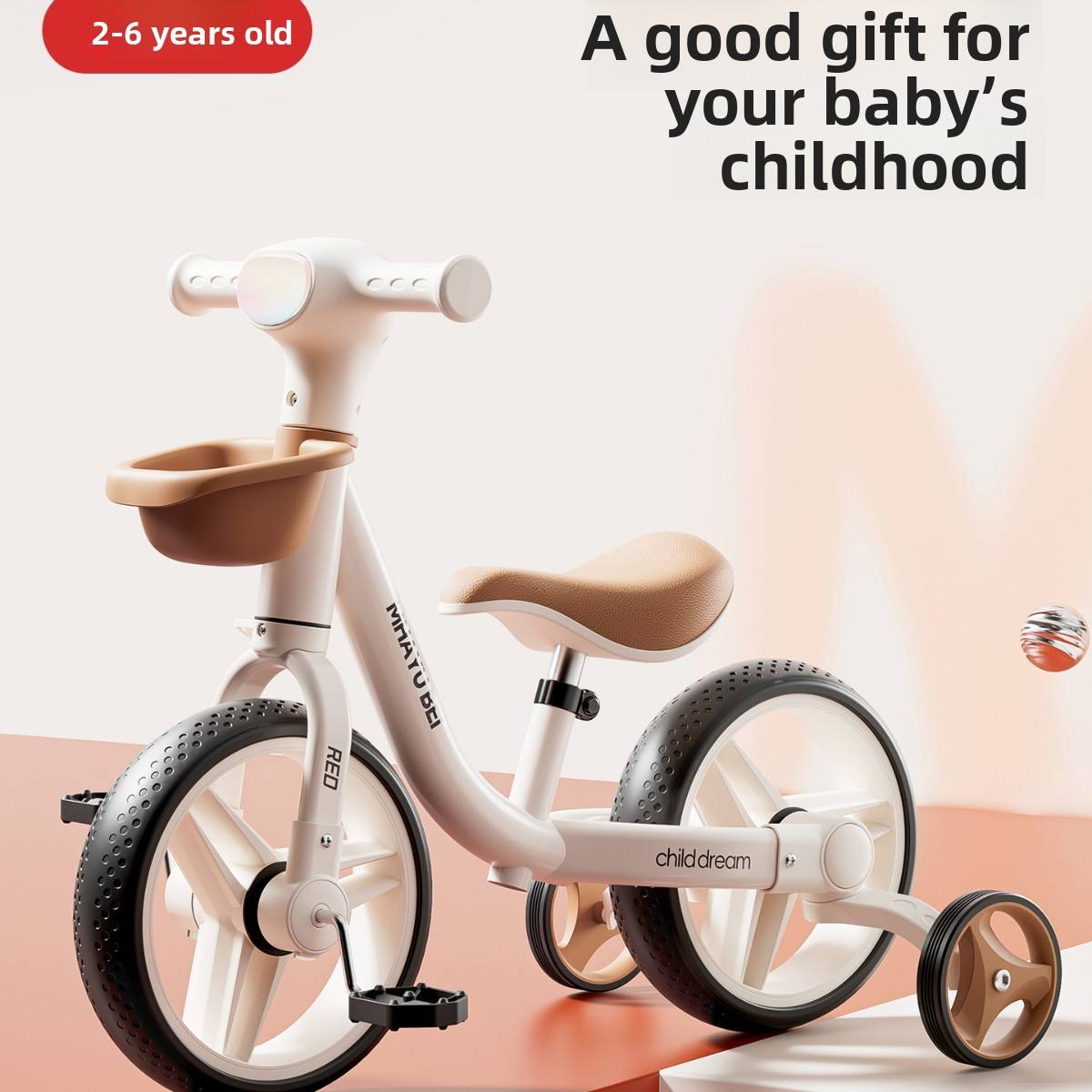 Kids Bicycle With Support Tires | Strong Metal Frame | Ages 3 to 6