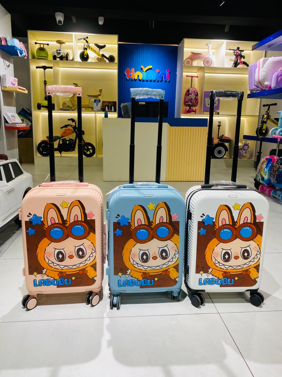 Premium Labubu Suitcase with Cup Holder and Laptop Compartment