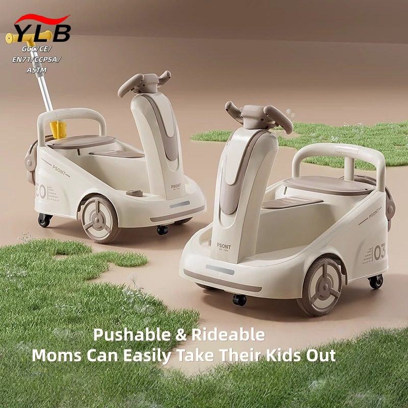 Kids Drift Car with Handles and Remote Control, Removable Handlebars