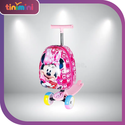 Cute Cartoon kids scooter suitcase on wheels Lazy trolley bag children carry on cabin travel rolling luggage Skateboard bag gift