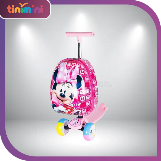 Cute Cartoon kids scooter suitcase on wheels Lazy trolley bag children carry on cabin travel rolling luggage Skateboard bag gift
