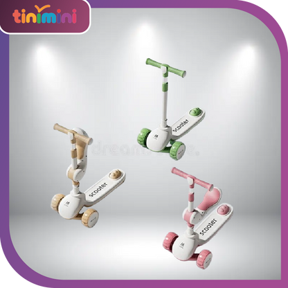 3-in-1 Folding Kick Scooter 1-6 Years Old Sit Ride Lightweight 3 Wheel Safety Brake Boys Girls Toddler Kids Scooter Outdoor Play