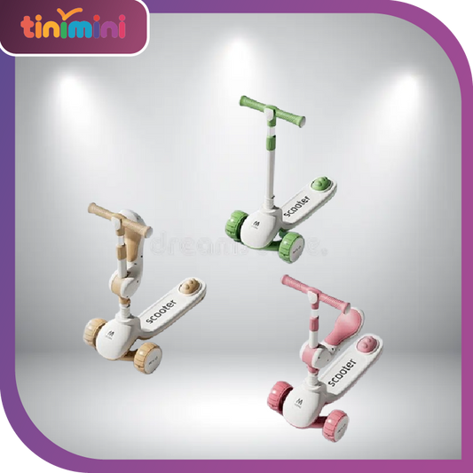 3-in-1 Folding Kick Scooter 1-6 Years Old Sit Ride Lightweight 3 Wheel Safety Brake Boys Girls Toddler Kids Scooter Outdoor Play