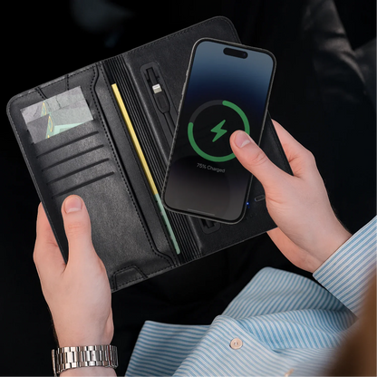 Minimalist  Charging Wallet + Phone Pocket – Slim PU Leather