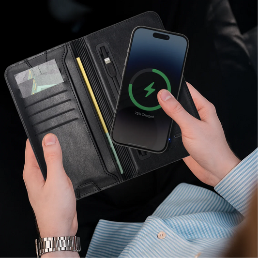 Minimalist  Charging Wallet + Phone Pocket – Slim PU Leather