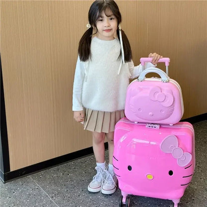 Sweet Hello Kitty Kawaii Anime MINISO Suitcase Cute KT Cat Princess Trolley Case Travel Storage Box Fashion Gifts for Girls