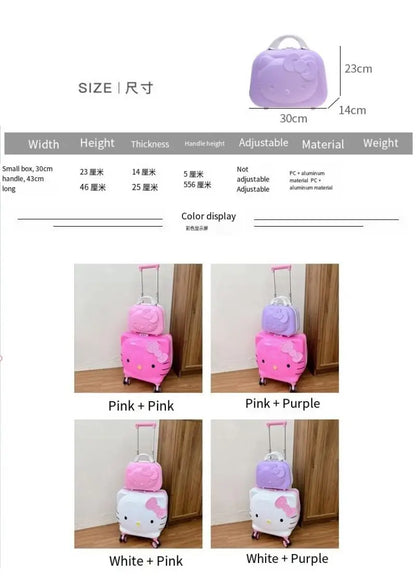 Cute Cartoon Sanrios Hello Kittys Children Portable Trolley Case Suitcase Carry-On Girl Luggage Box Fashion Festival Gift