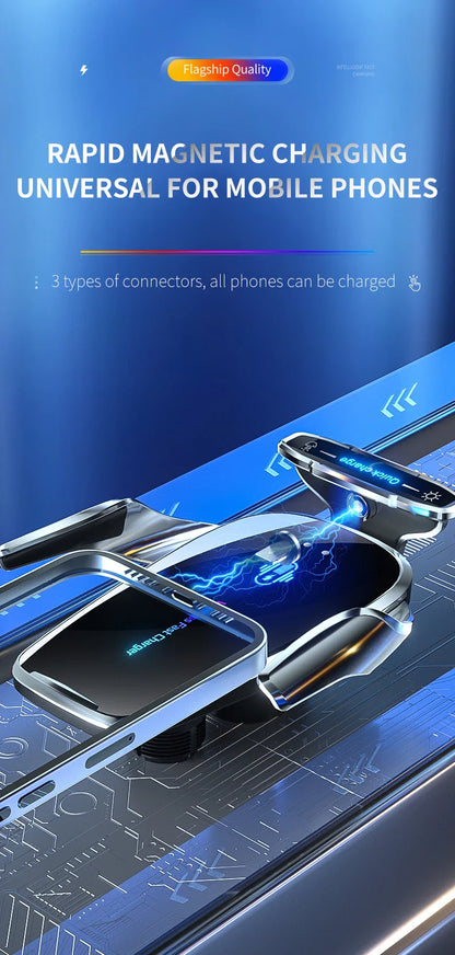 Magnetic Wireless Car Charger & Phone Holder – 15W Fast Charge