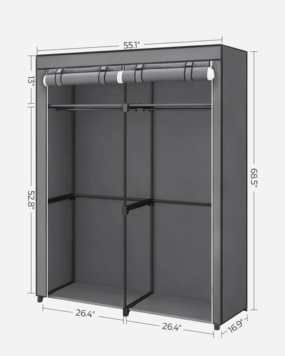 Compact Portable Non-Woven Fabric Closet with Clothes Rail & Shelves