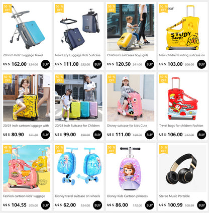 Travel bags for children kids' luggage middle size luggage travel suitcases with wheels Little yellow duck rolling luggage case