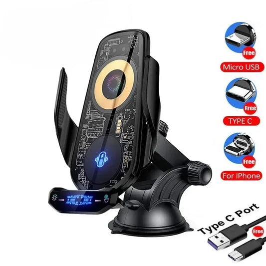Magnetic Wireless Car Charger & Mount – 15W Fast Charg