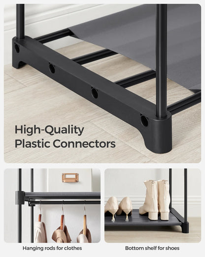 Compact Portable Non-Woven Fabric Closet with Clothes Rail & Shelves