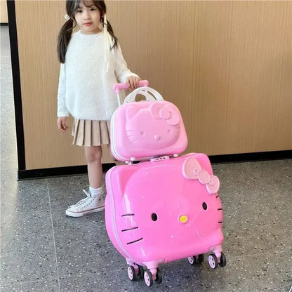 Sweet Hello Kitty Kawaii Anime MINISO Suitcase Cute KT Cat Princess Trolley Case Travel Storage Box Fashion Gifts for Girls
