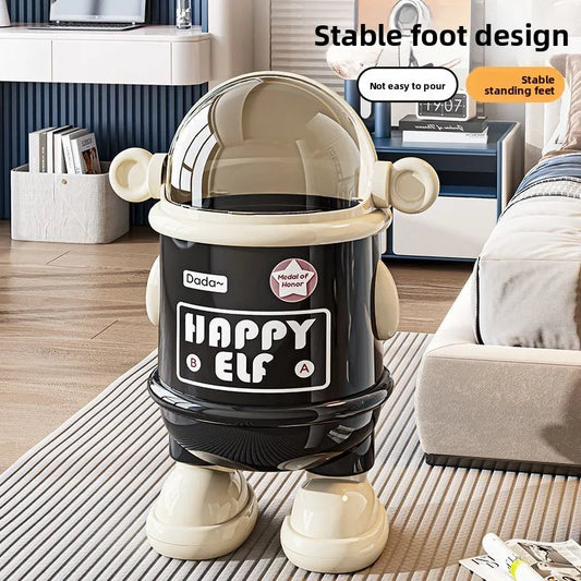 Cute Cartoon Flip Trash Bin with Lid – Home & Kitchen Use