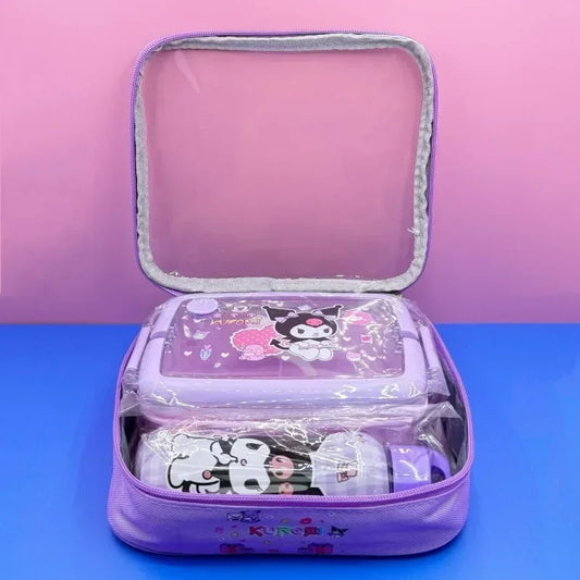 Sanrio Lunch Box Set Anime Hello Kitty Kuromi Split Lunch Box Water Bottle Exquisite Packaging Student Portable Insulation Box