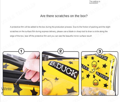 Travel bags for children kids' luggage middle size luggage travel suitcases with wheels Little yellow duck rolling luggage case
