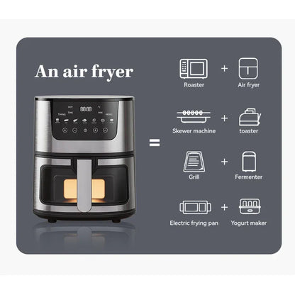 High Quality Large 7 L Stainless Steel Air Fryer with Transparent Viewing Window