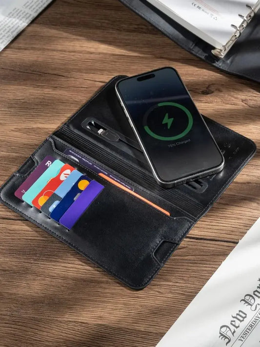 Minimalist  Charging Wallet + Phone Pocket – Slim PU Leather