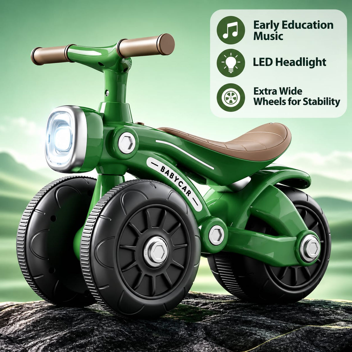 Kids VIntage Manual Tricycle with LED Lights & Fat Tyre | Ages 2 yrs to 6 yrs | Premium Imported Quality