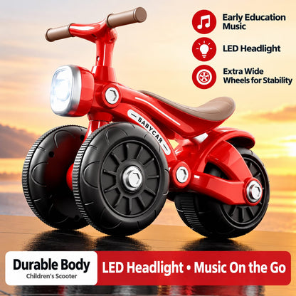 Kids VIntage Manual Tricycle with LED Lights & Fat Tyre | Ages 2 yrs to 6 yrs | Premium Imported Quality