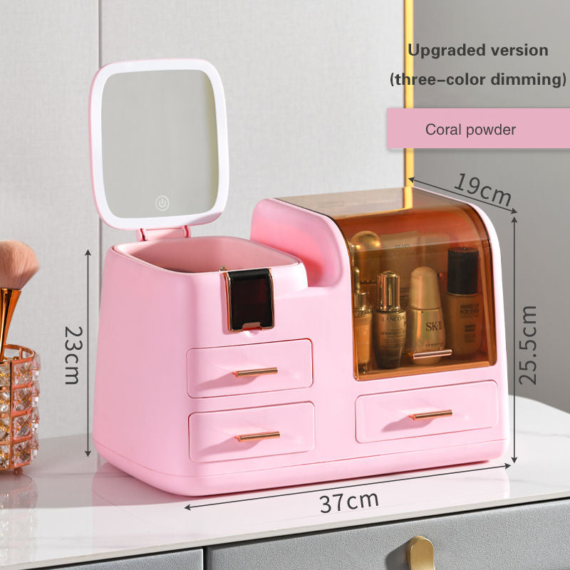 Luxury LED Makeup Organizer with Mirror & Storage Drawers