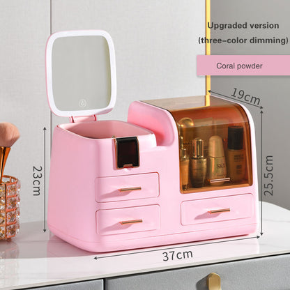 Luxury LED Makeup Organizer with Mirror & Storage Drawers