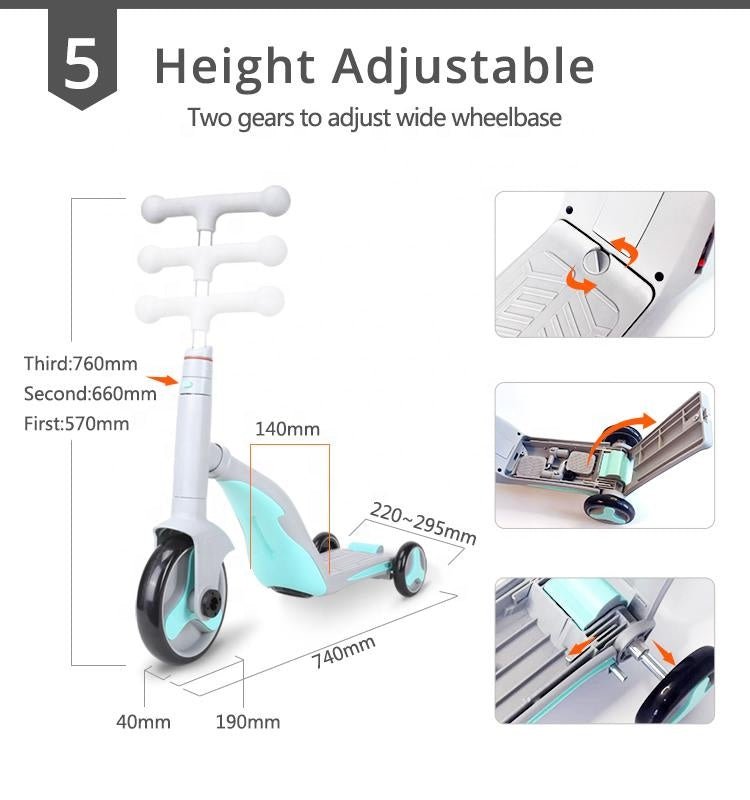 Foldable Baby Scooters 3 Wheel for Kids Children with Led Lights