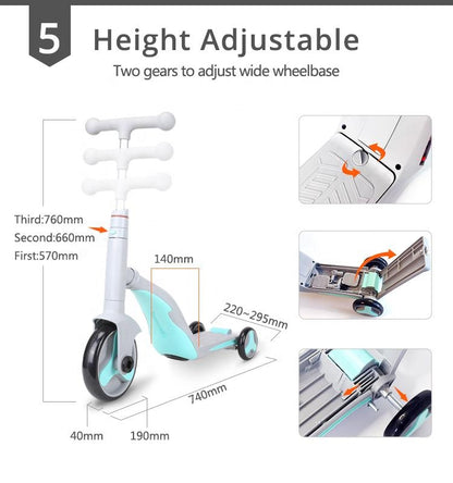 Foldable Baby Scooters 3 Wheel for Kids Children with Led Lights