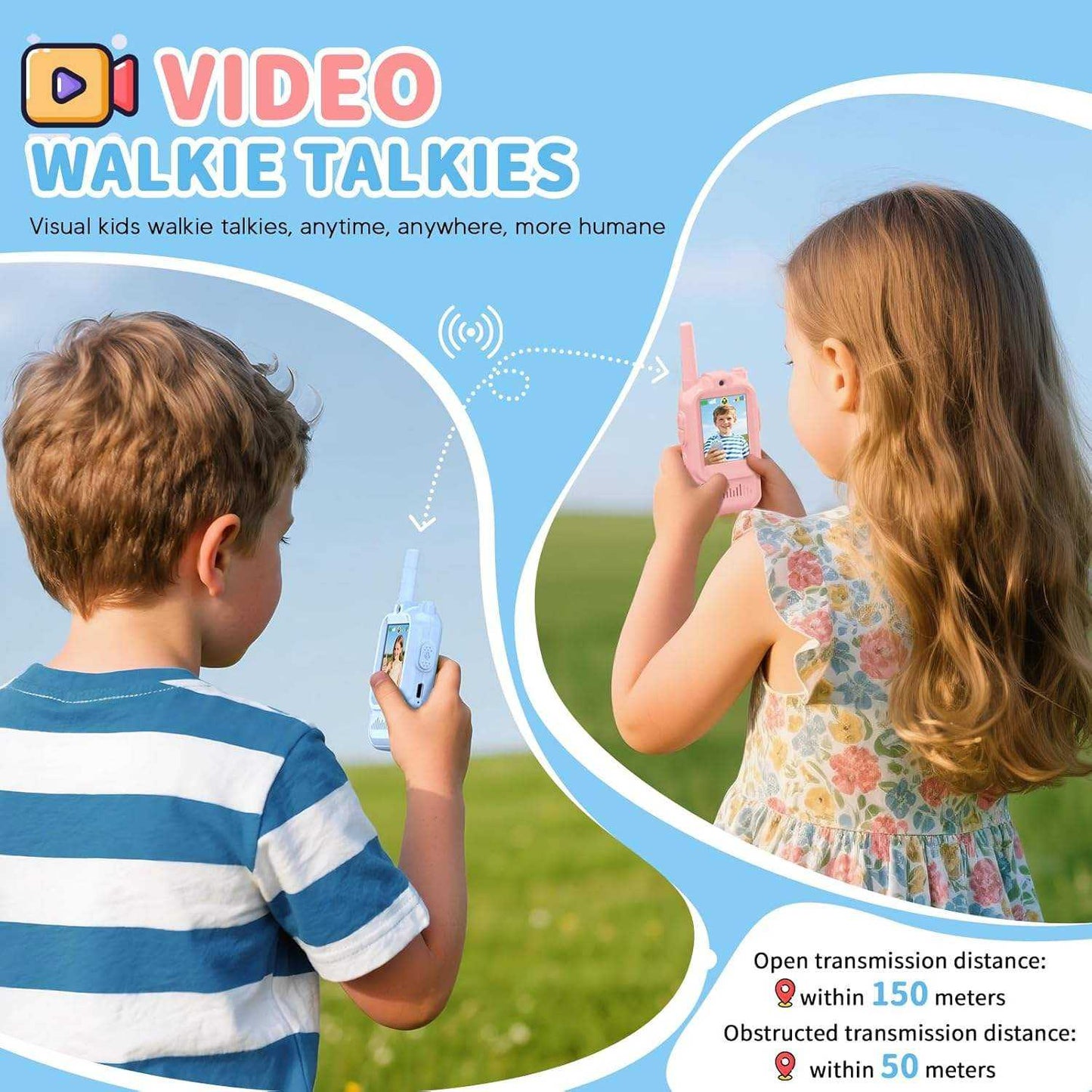 Kids Cute Walkie Talkie Pair with WIFI and Camera
