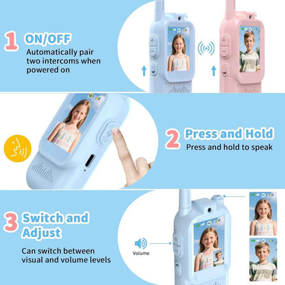 Kids Cute Walkie Talkie Pair with WIFI and Camera